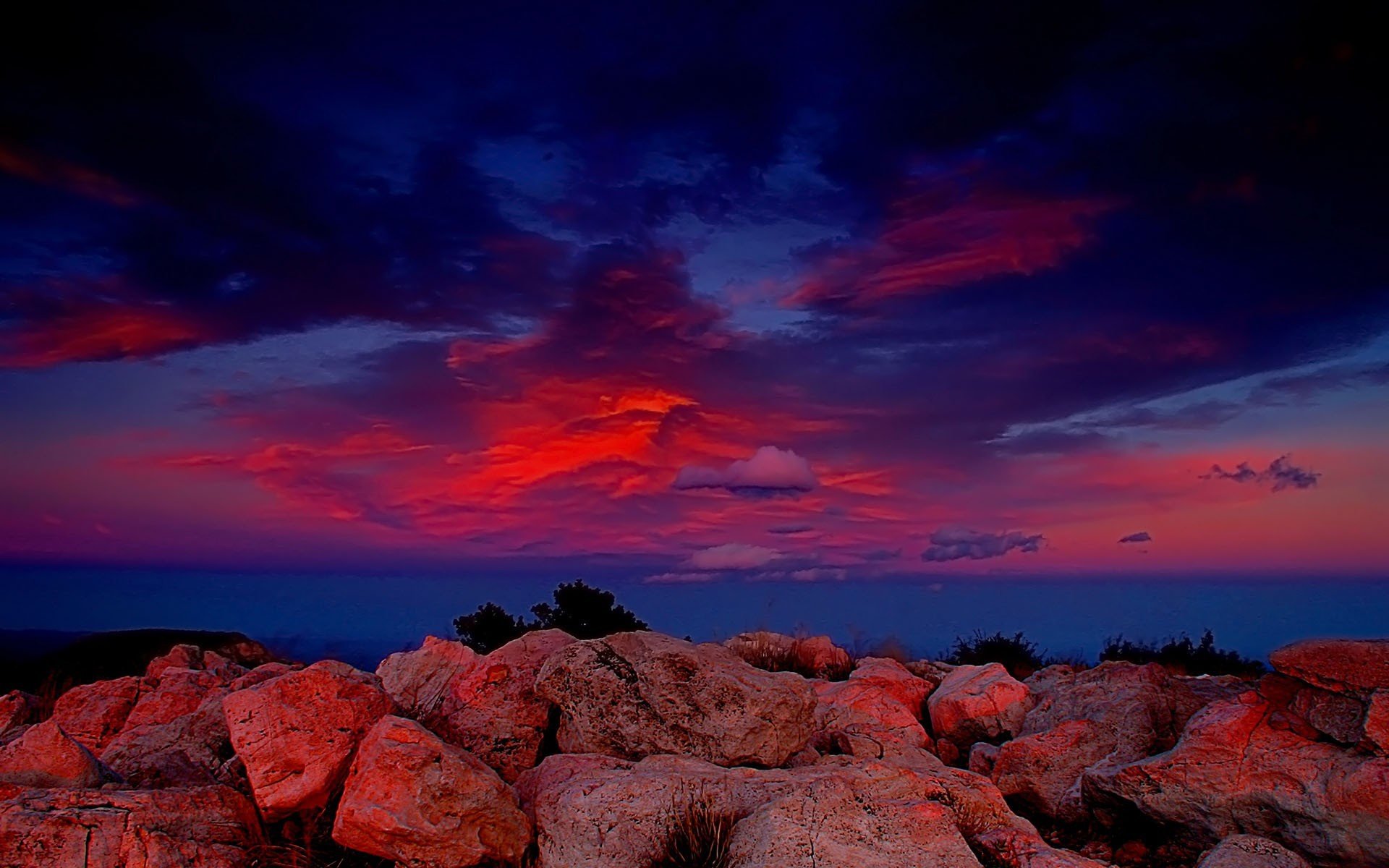 steine rot wolken