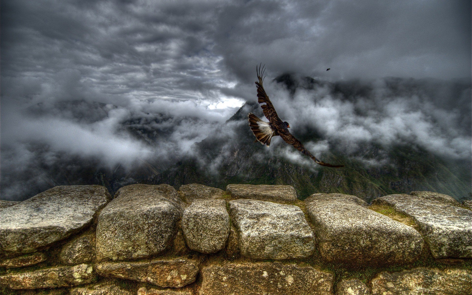 vögel wolken steine fliegen berge