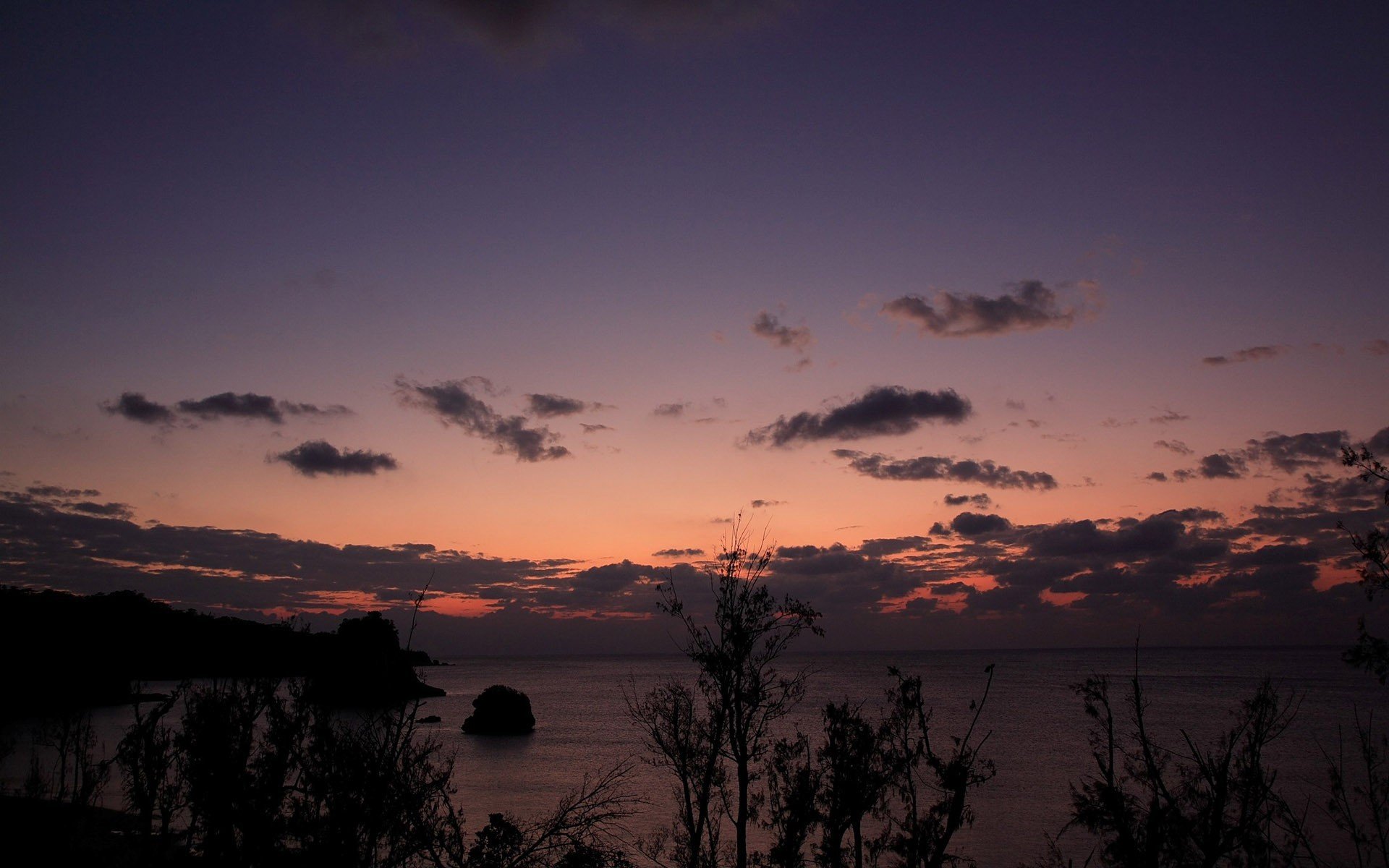 coucher de soleil soir mer nuages