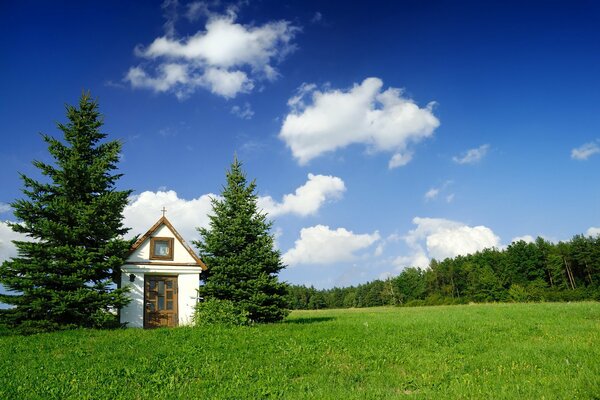 A small chapel on the edge of the forest