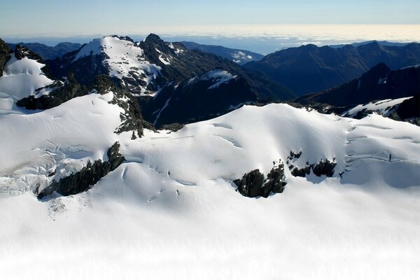 Cold mountains covered with snow emptiness and silence