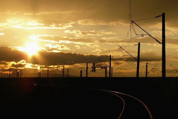 Evening sunset over the railway