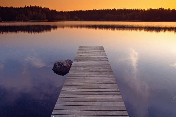 Berth on a lake with clear water