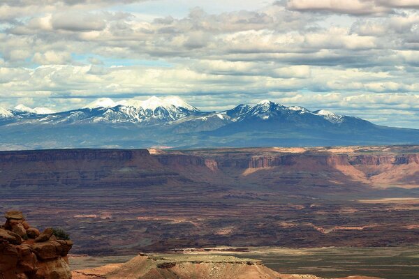 Canyon on the background of the sky and mountains