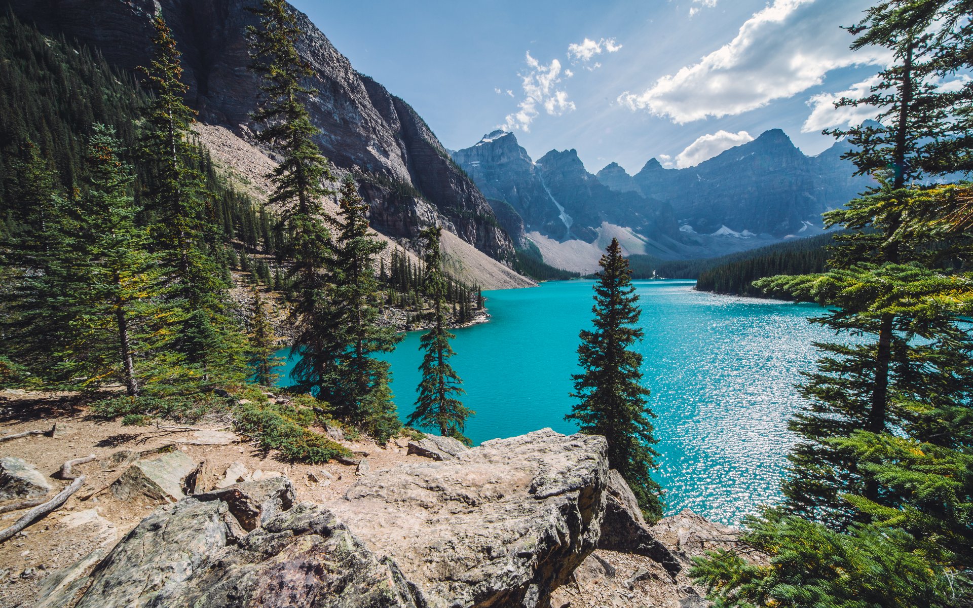 lake mountains forest canada moraine