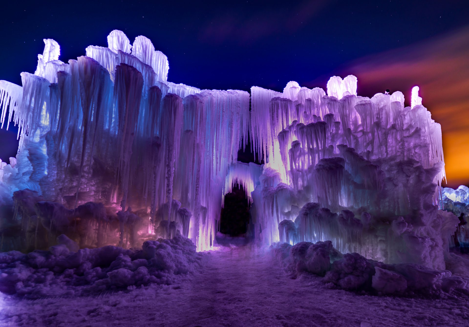 glace hiver arche nuit lumière peintures nature