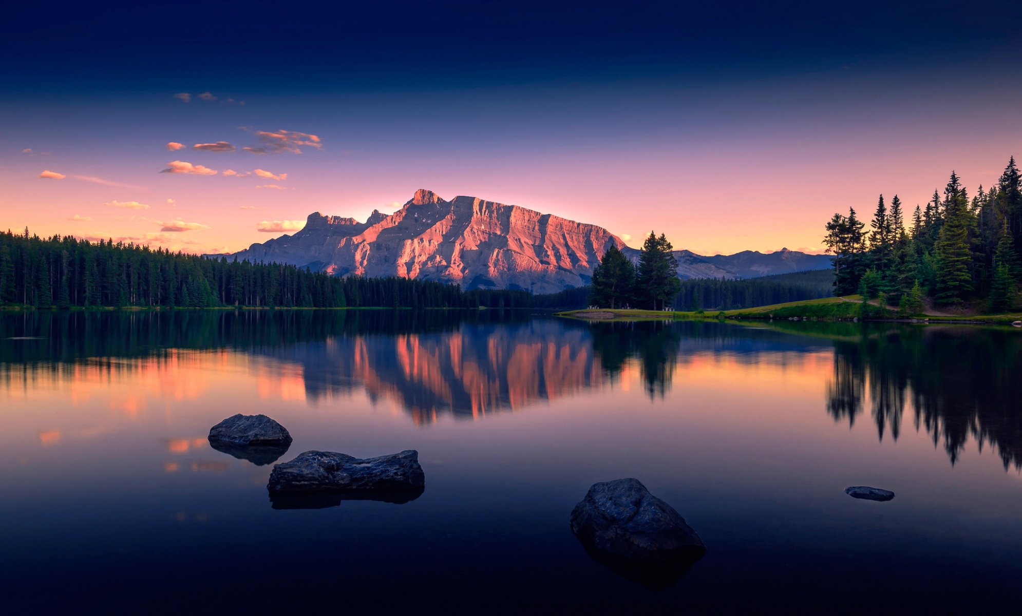 two jack lake serenity lake mountain view