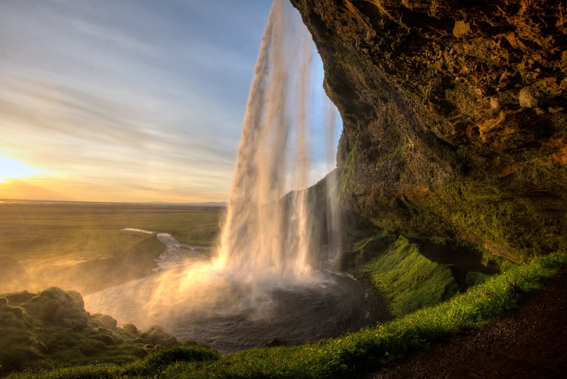 islandia cielo roca cascada