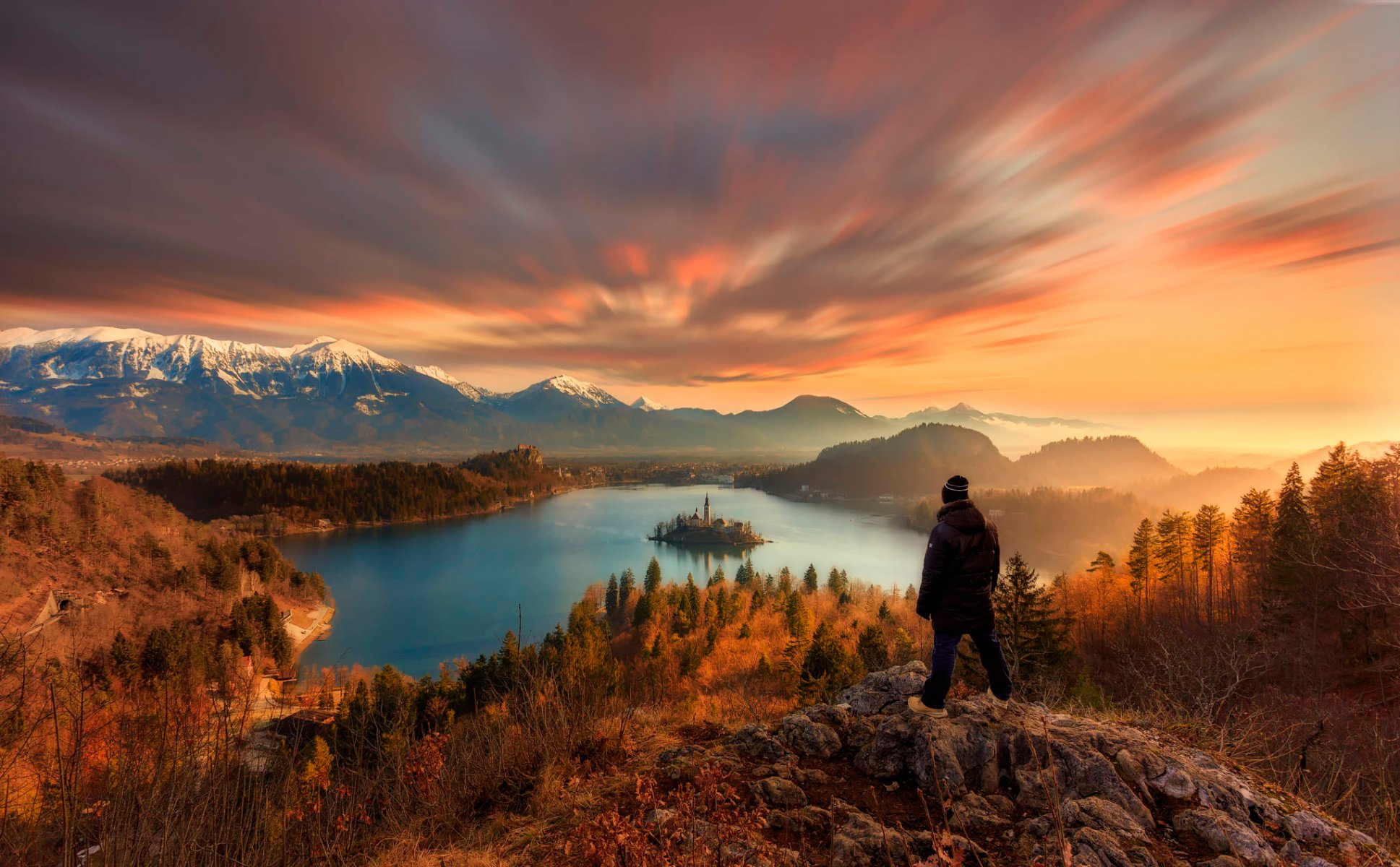 lake bled lake views the distance