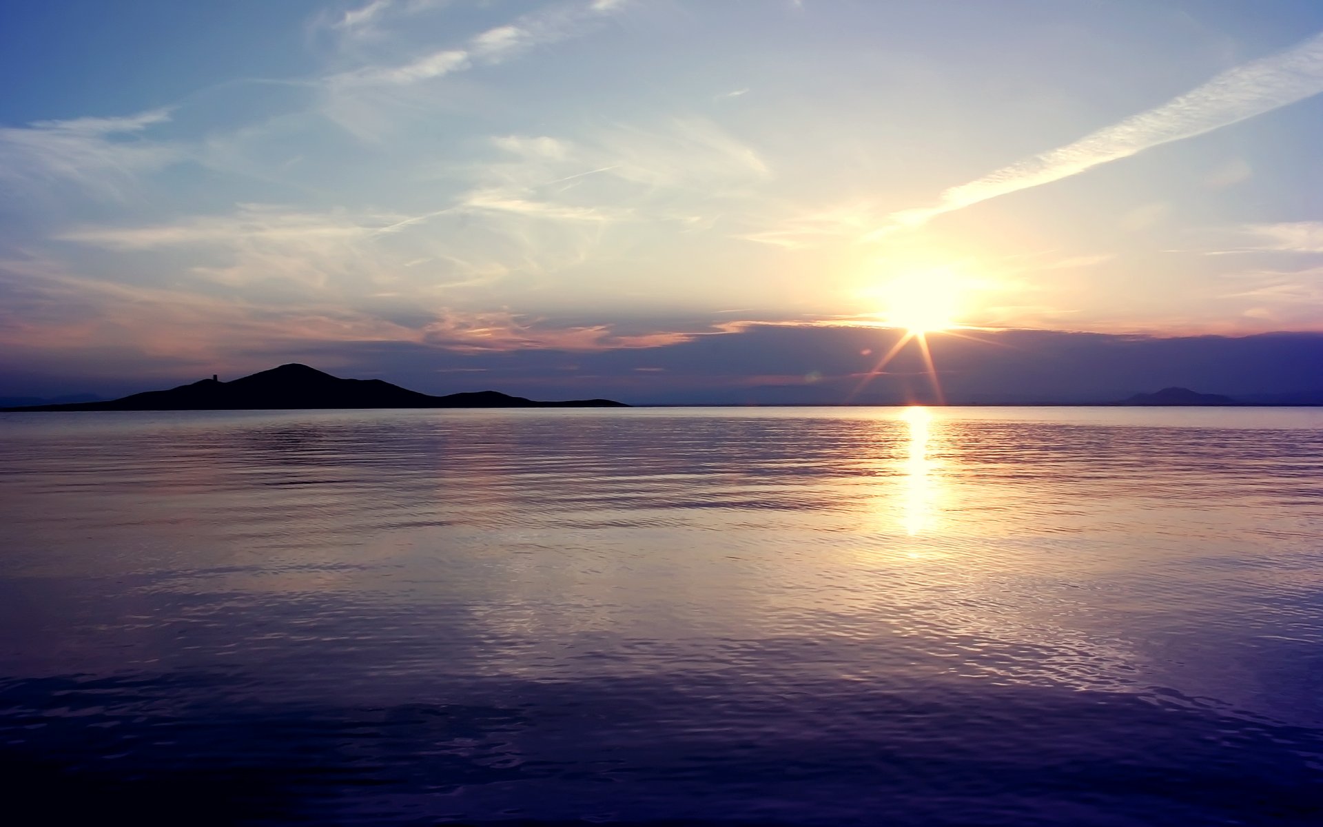 lake surface of beach nature sunset