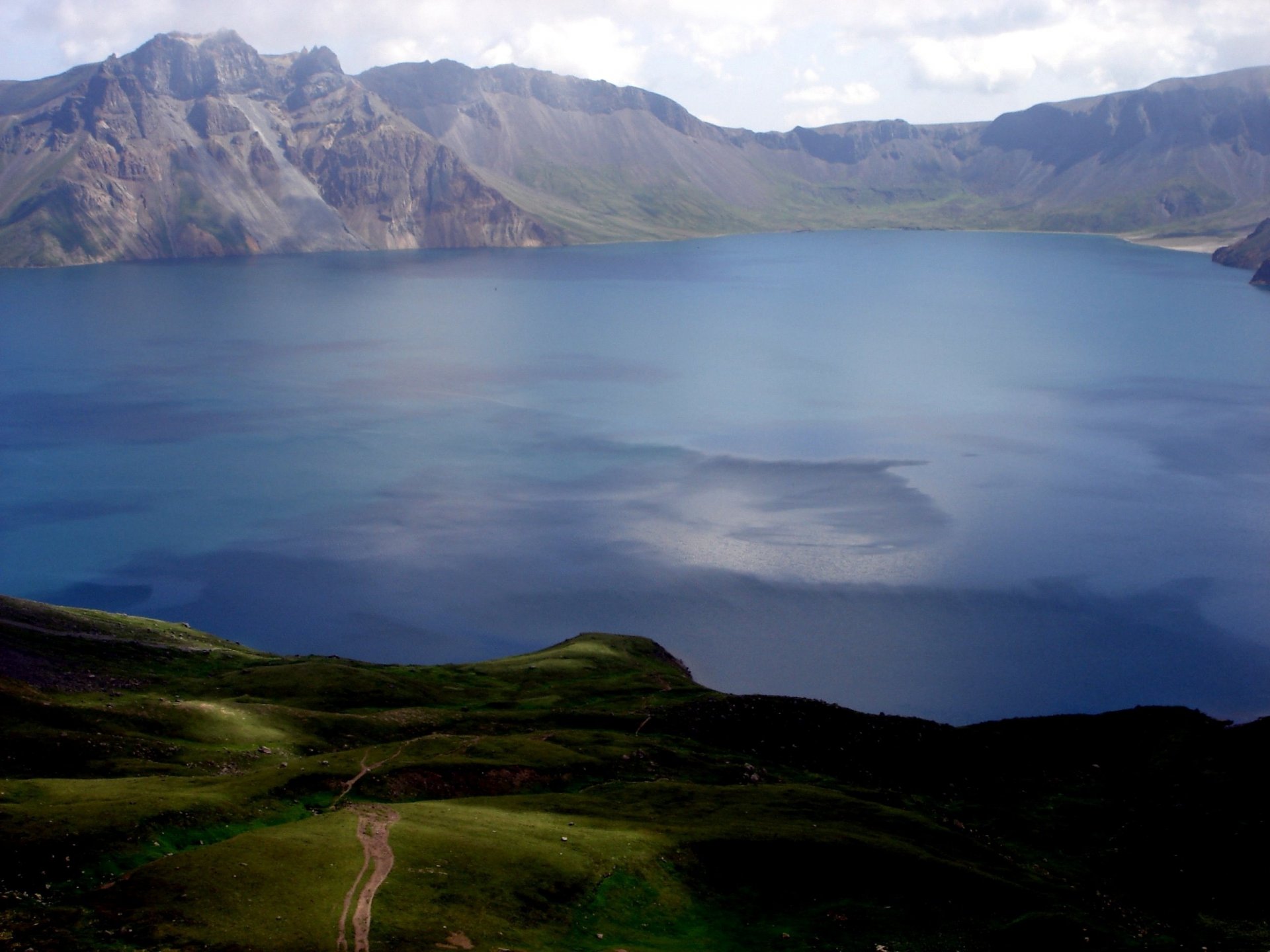 lake mountain landscape green