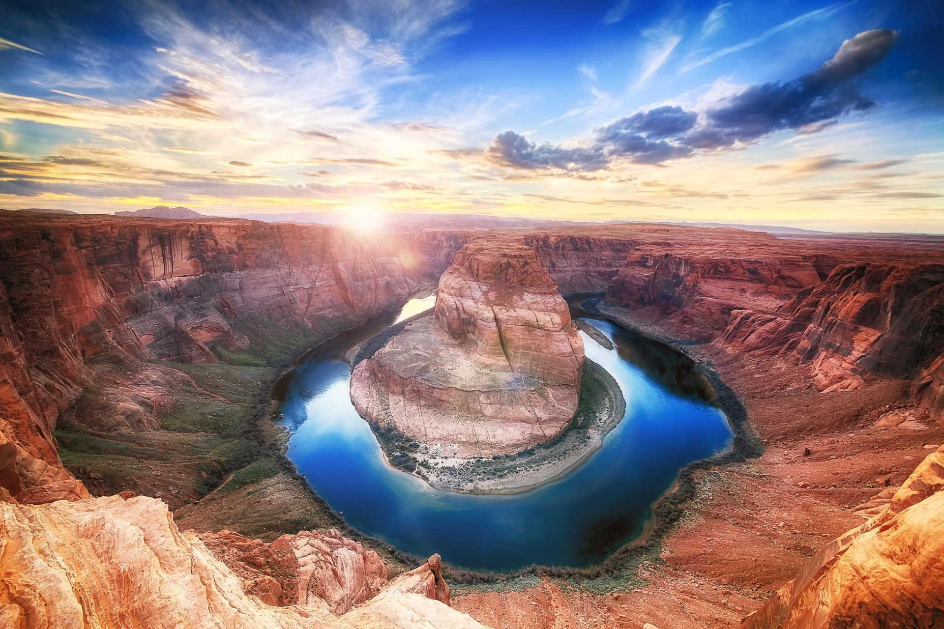 canyon hufeisen-fluss colorado-fluss hufeisen hufeisen-kurve dämmerung natur sonne