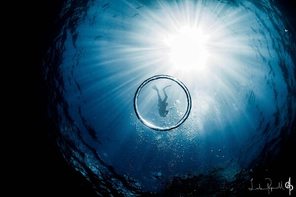 Man scuba diver in the sea