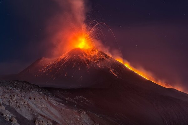 Night eruption of Mount Etna