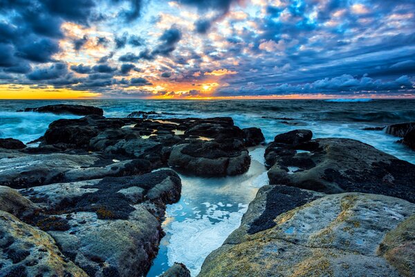 Beautiful rocks and unusual clouds