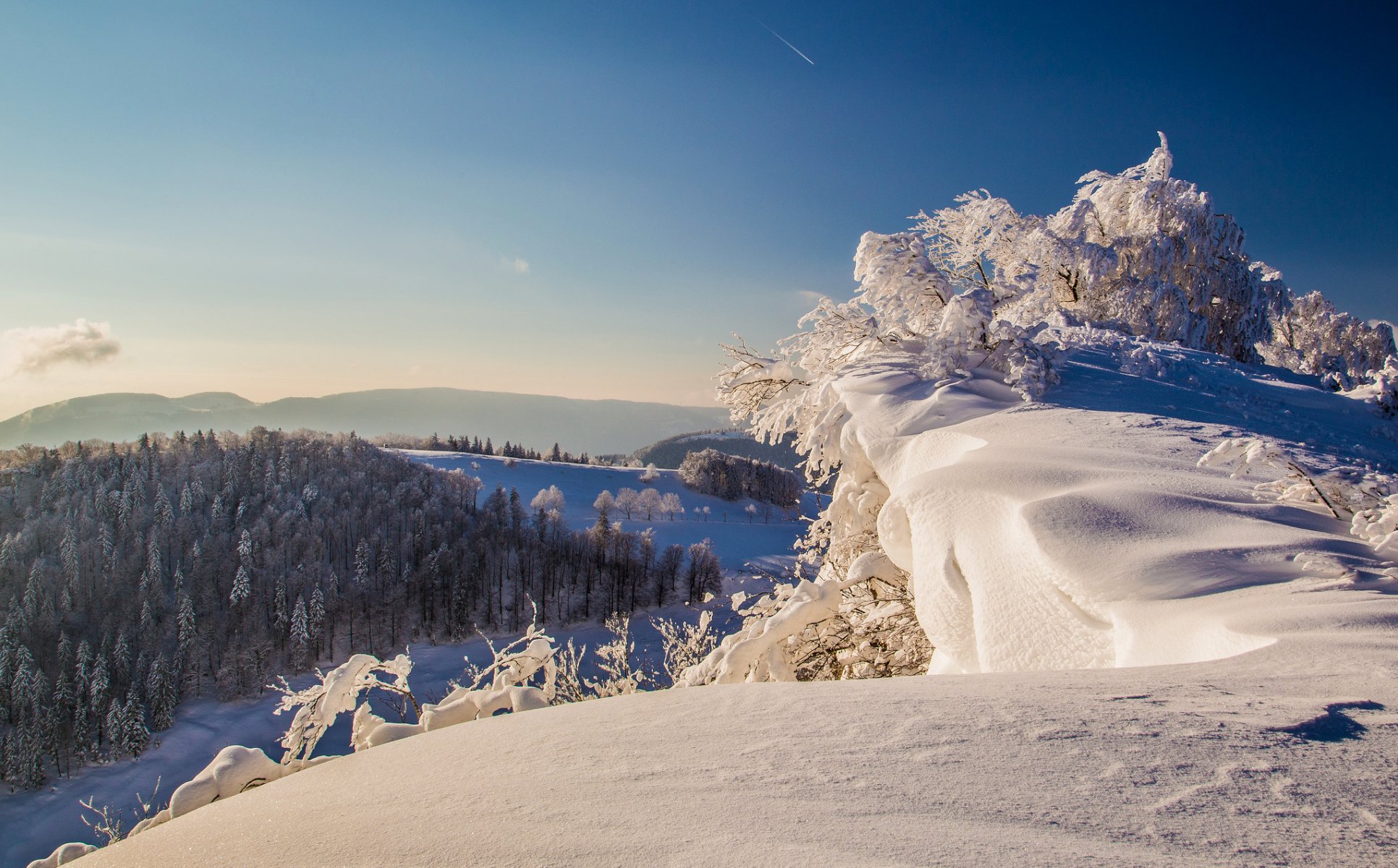 cielo montañas invierno árboles nieve