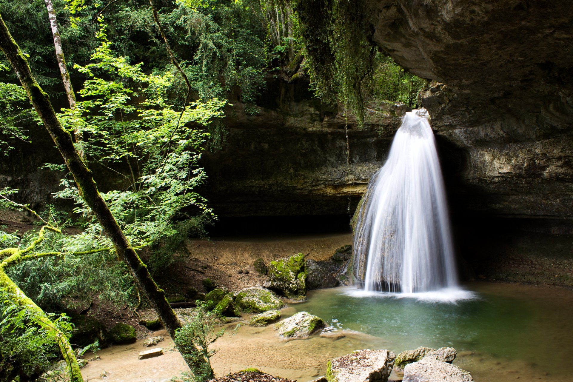 wald felsen strom wasserfall bäume