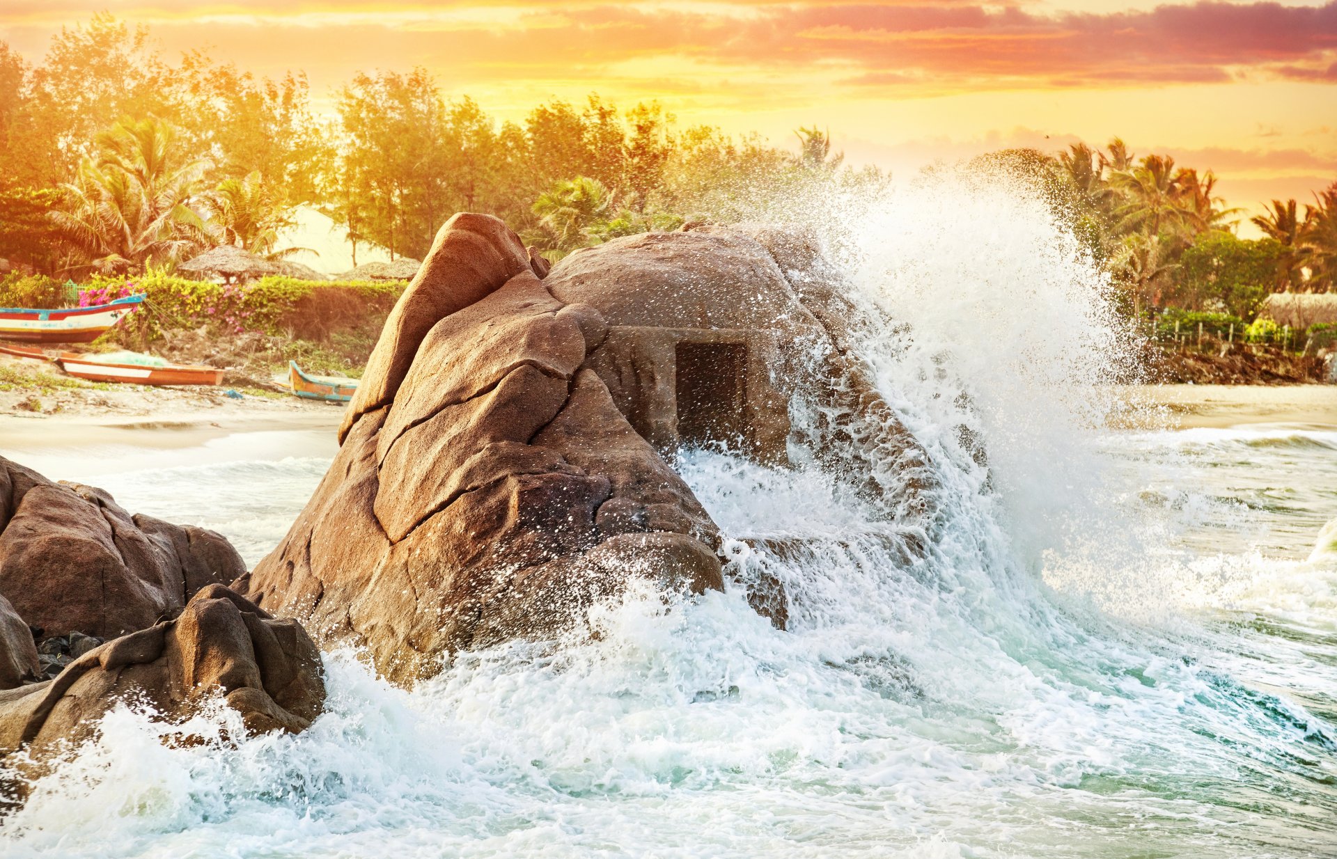 alt tempel höhle ozean rock wasser strand ruinen ufer alter tempel indien