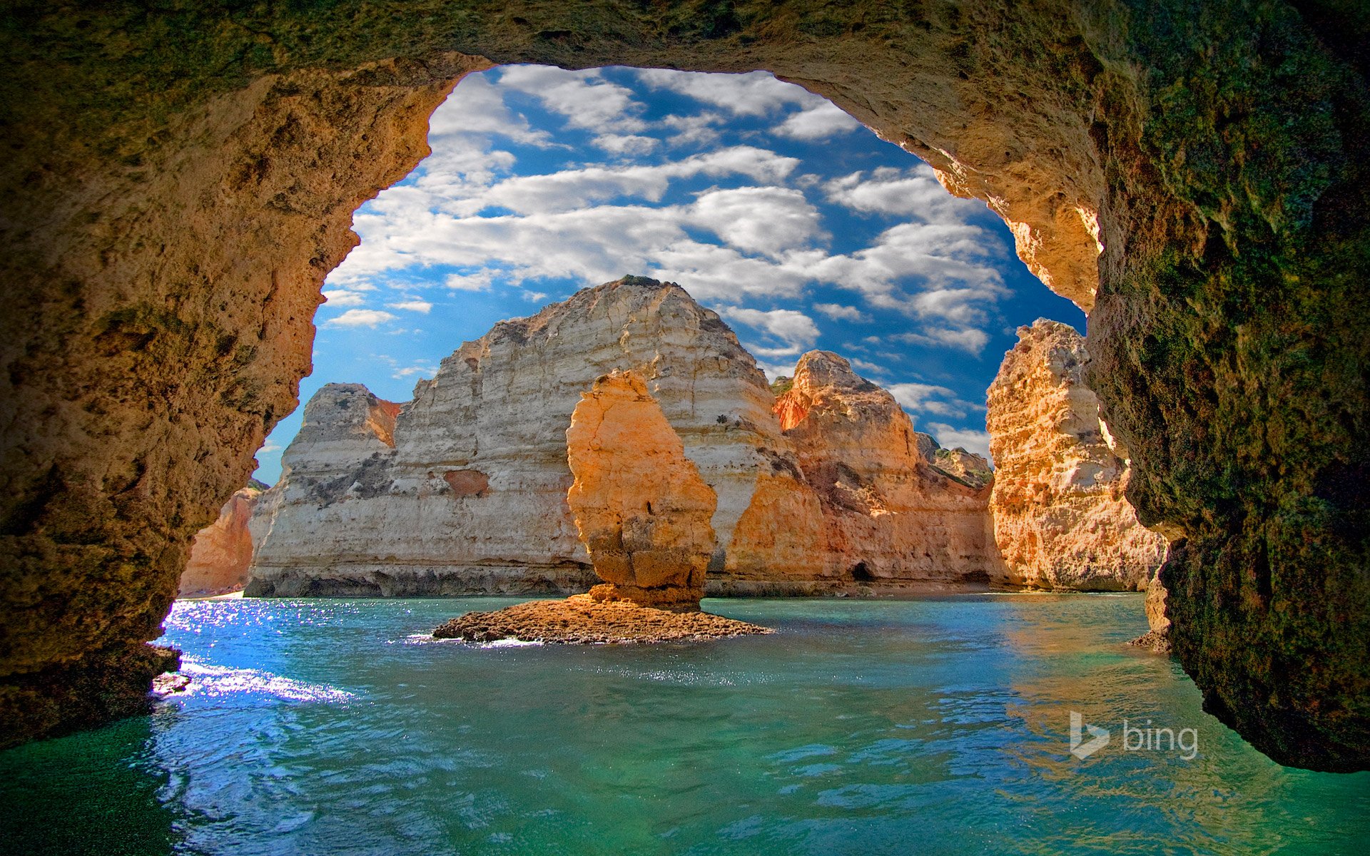 ponta da piedade lagos portugal mer roches grotte grotte arche ciel nuages