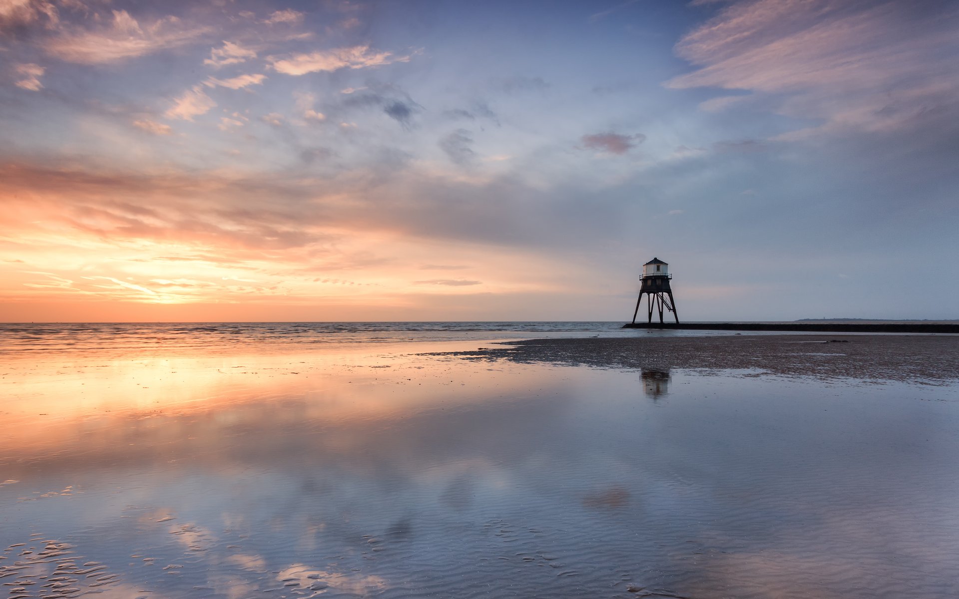 lighthouse nature beach sea reflection