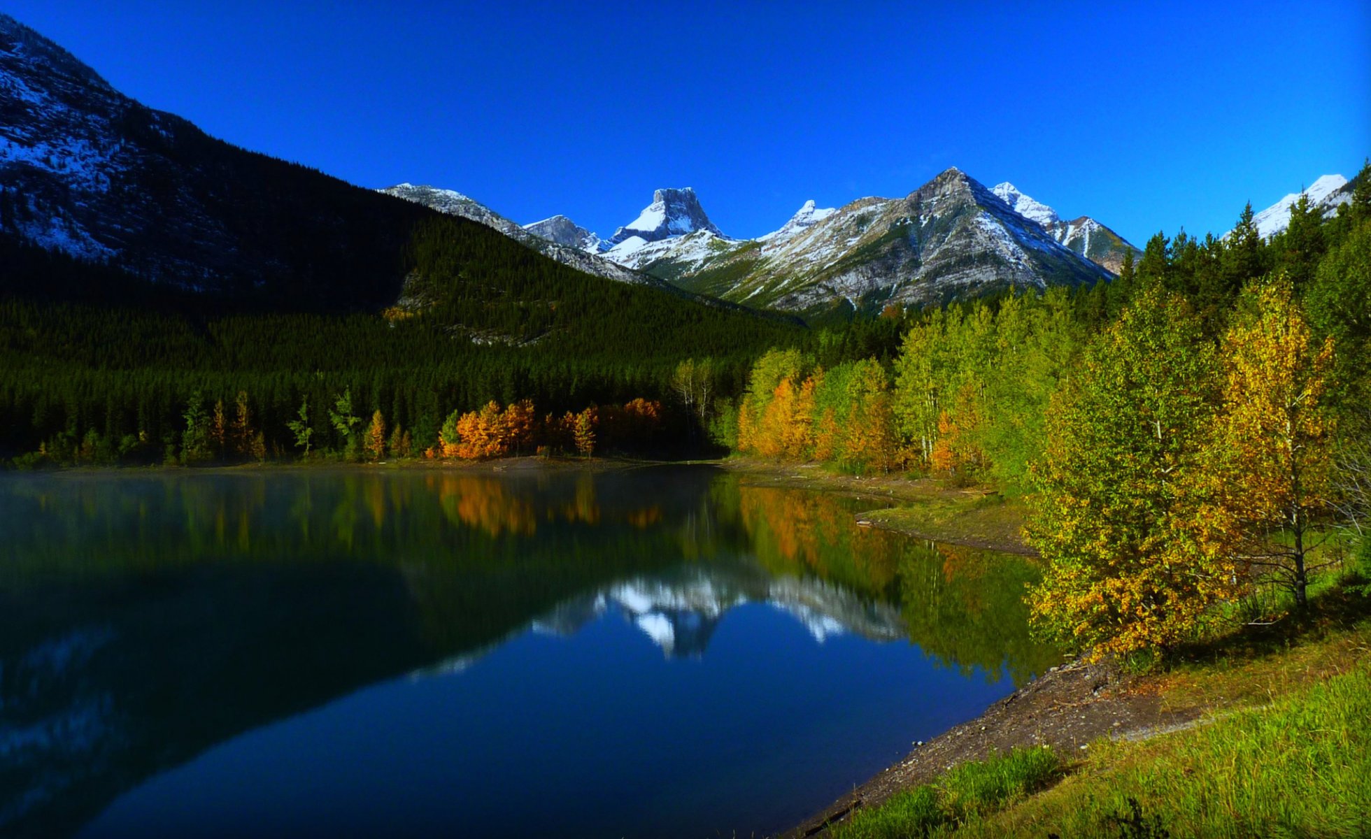 cielo montagne lago autunno alberi