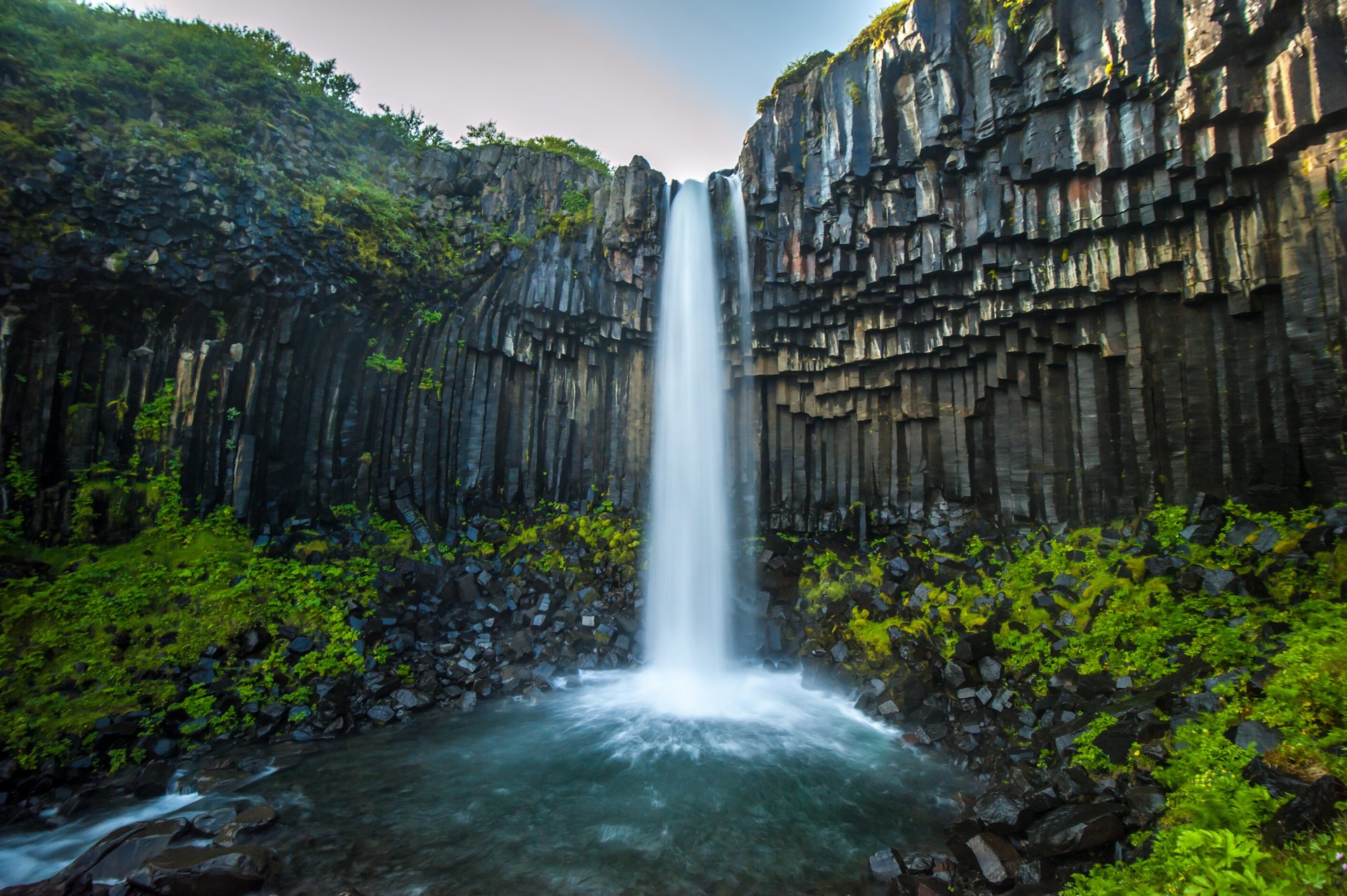 rock waterfall river green