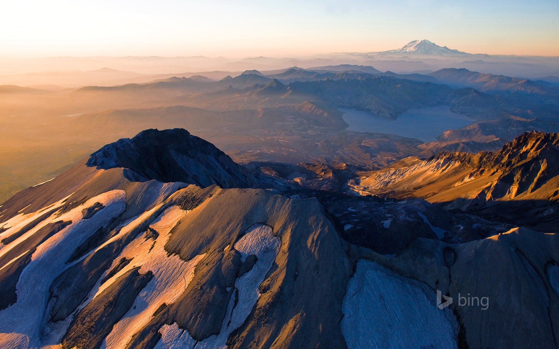 mount st. helens washington united states lake dawn landscape