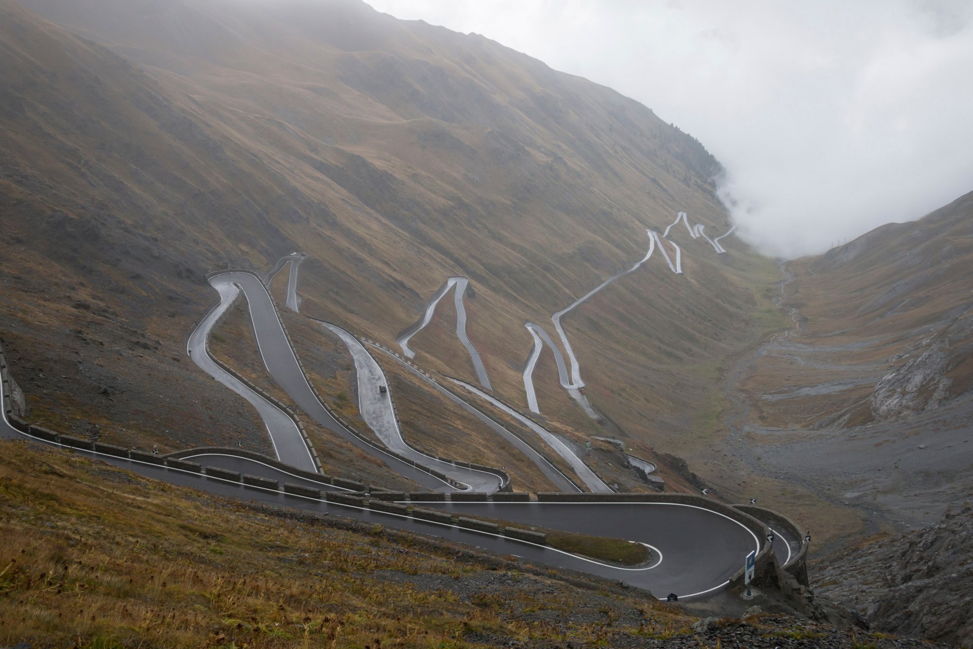 alps italy road fog