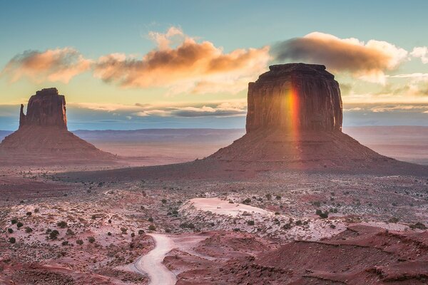 Landscape. Morning lonely mountains among clouds