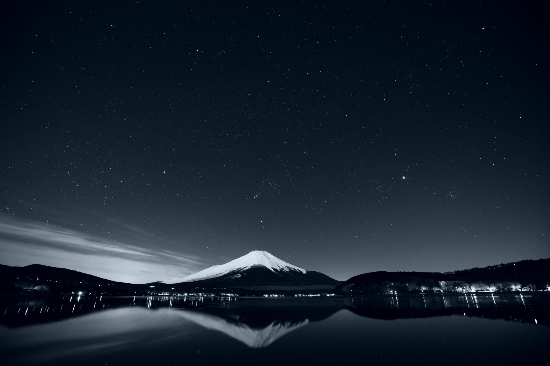 montagnes lac réflexion nature noir et blanc photo paysage