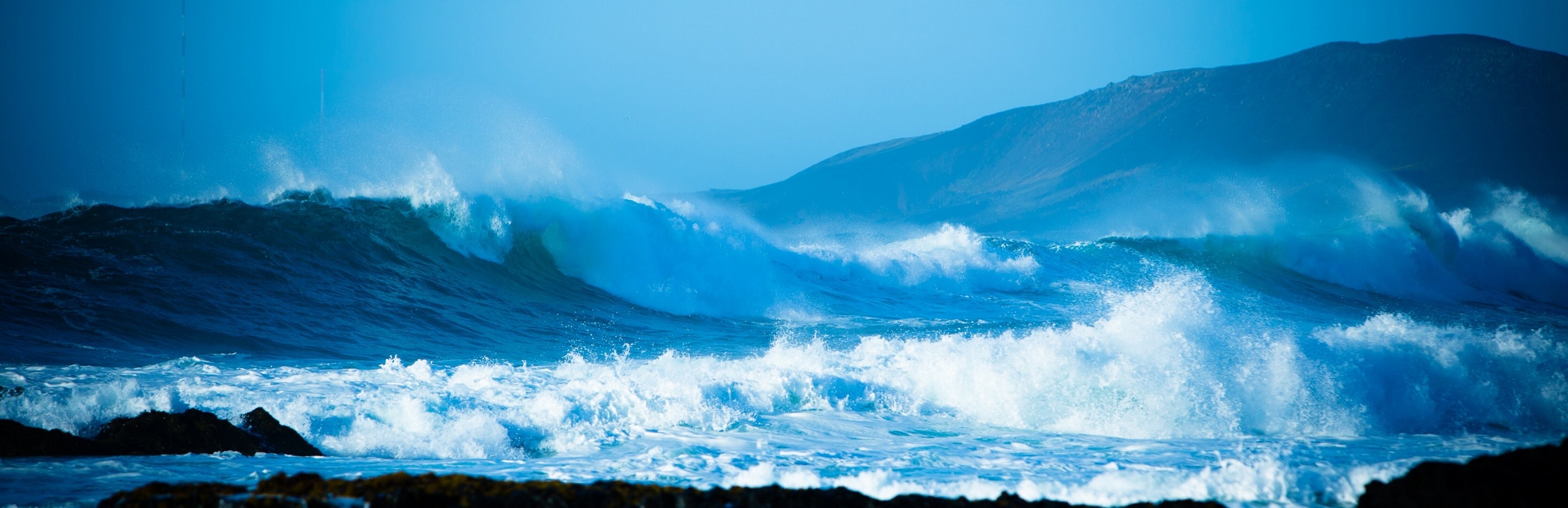 ocean atlantycki islandia burza fale panorama