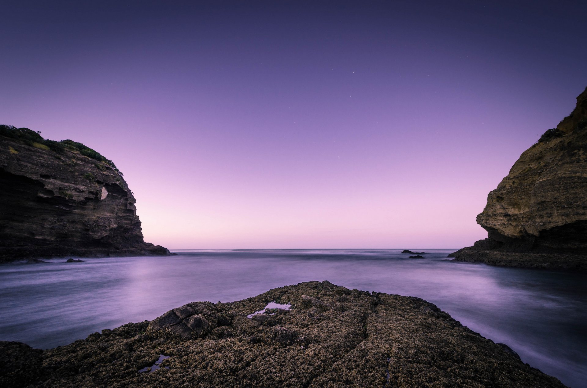 nz morgendämmerung strand felsen ozean neuseeland