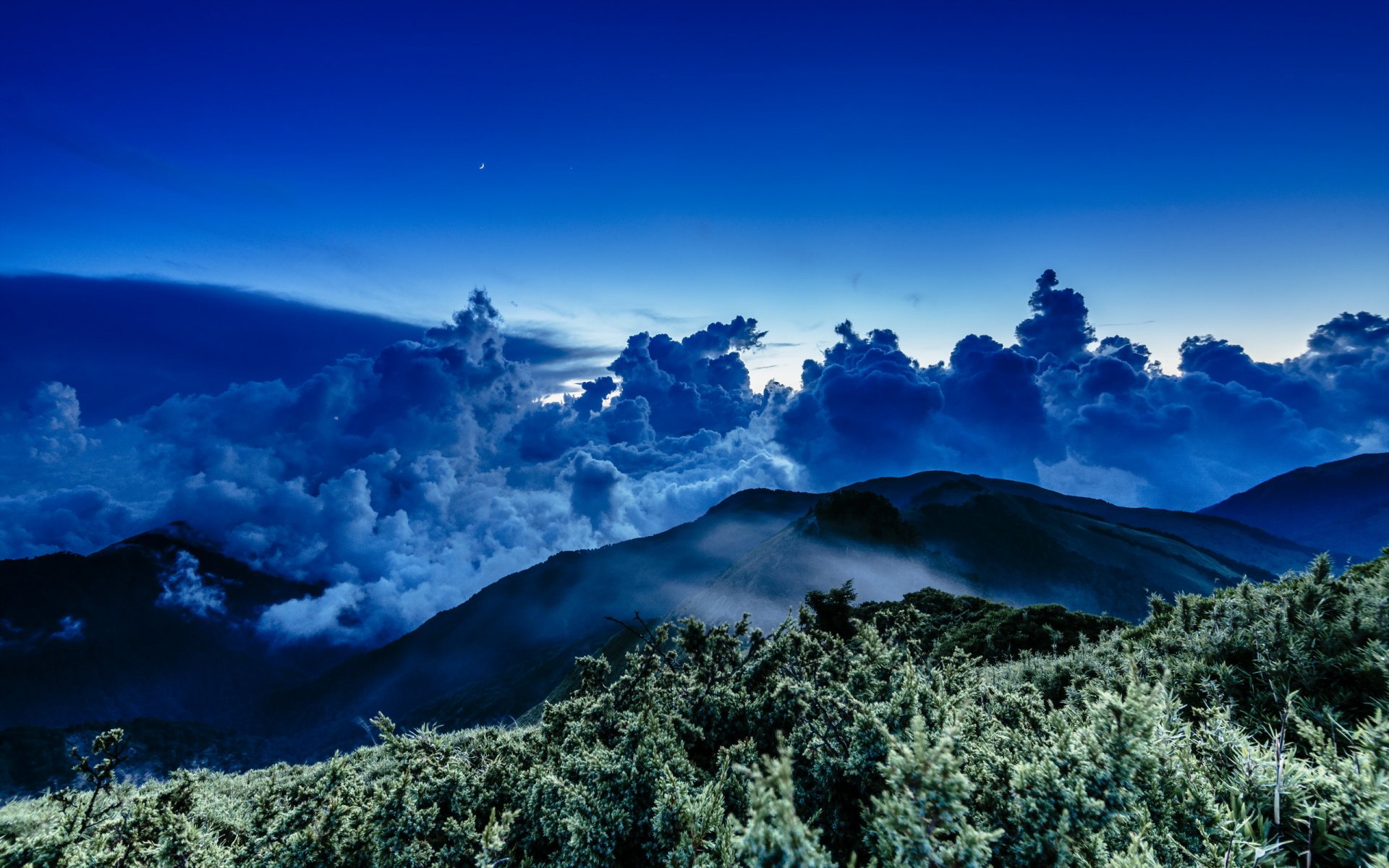 nuage mer montagne coucher de soleil nuit clair de lune étoile taiwan