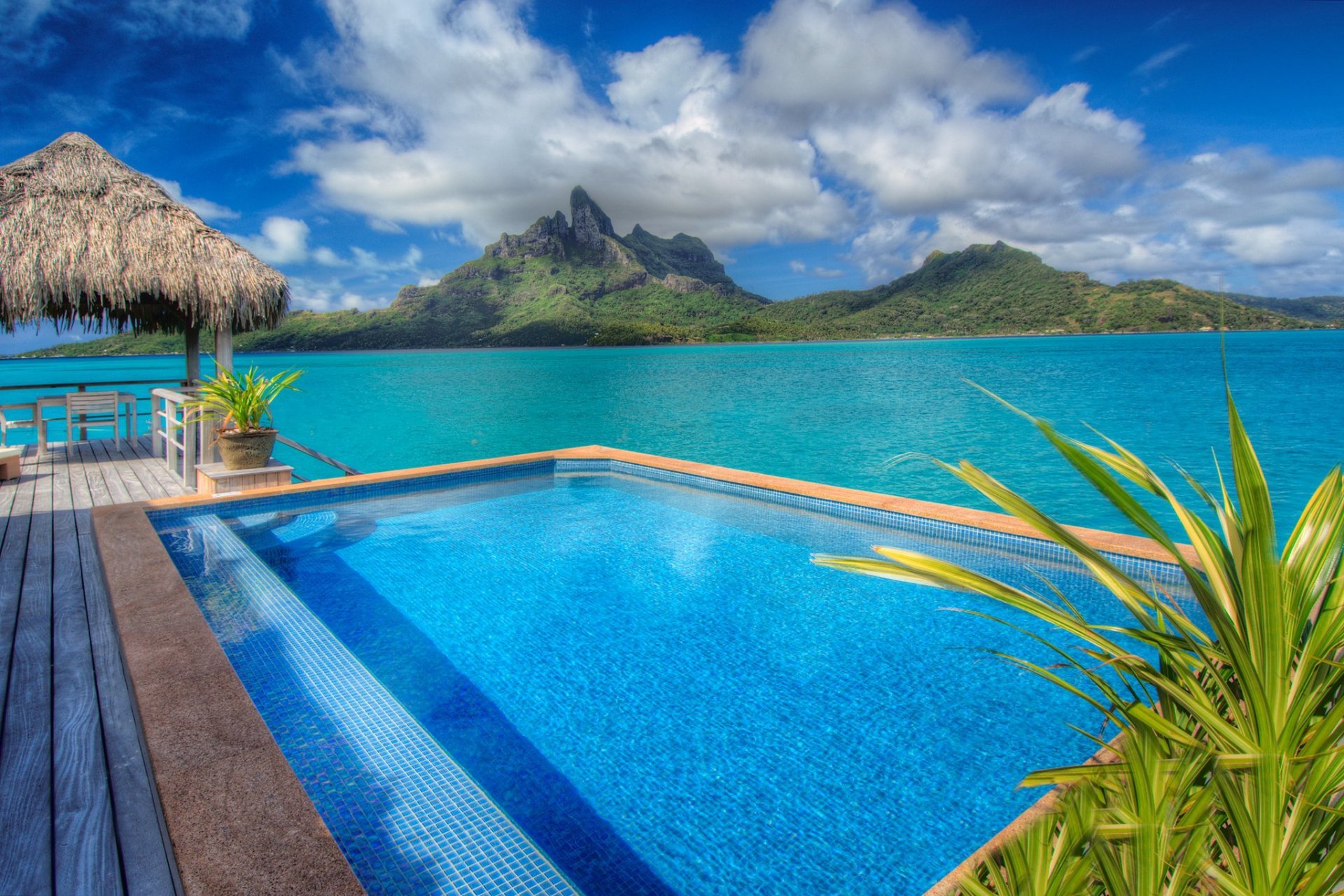 st. regis bora bora bungalow hôtel piscine blue lagoon