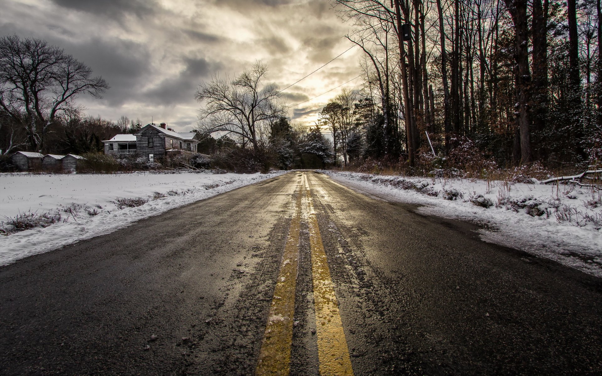 route neige ciel paysage