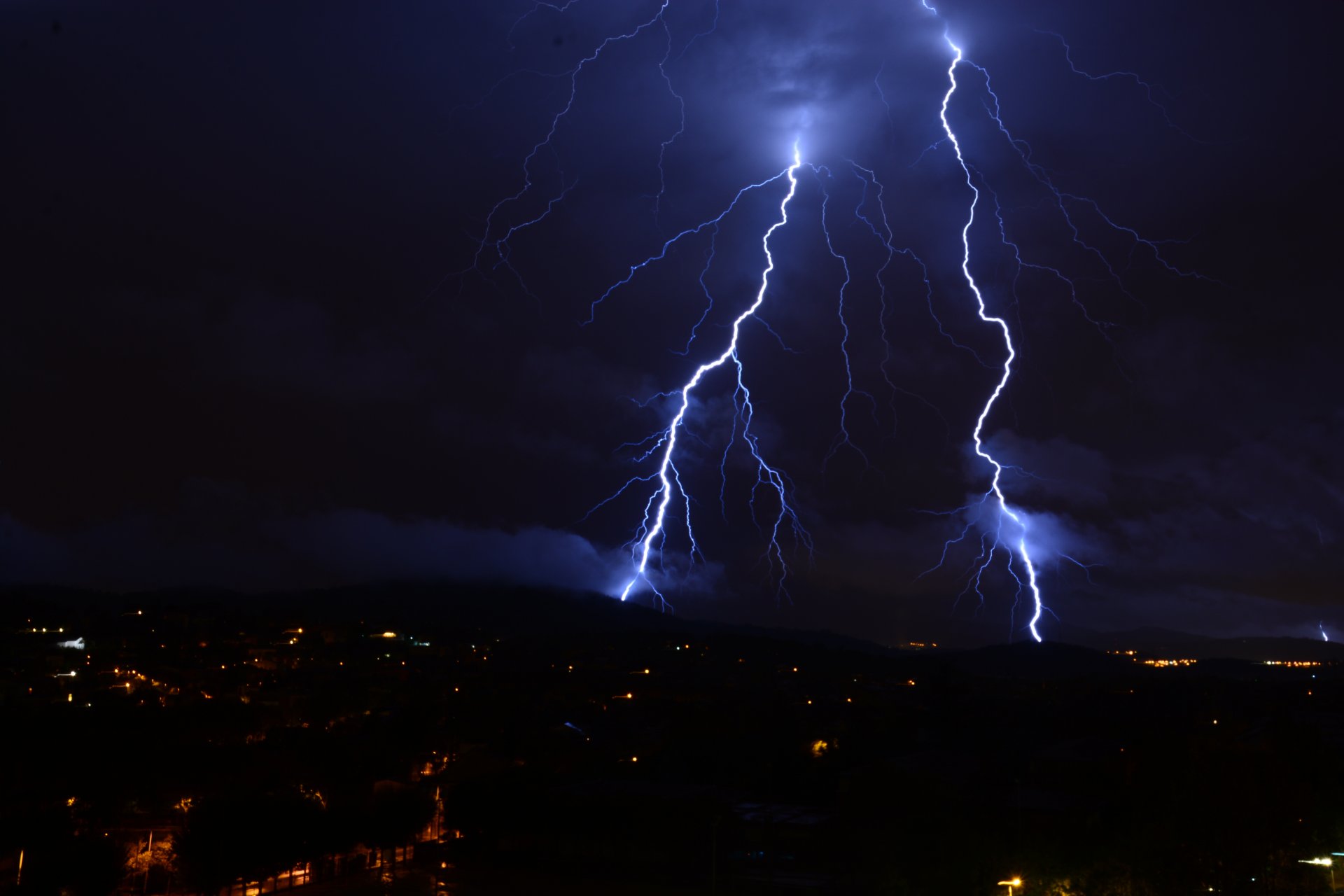 naturaleza noche ciudad rayo cielo