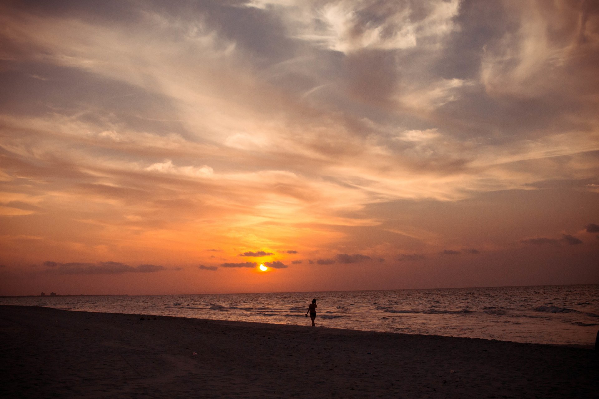 nature sunset cuba sea silhouette beach