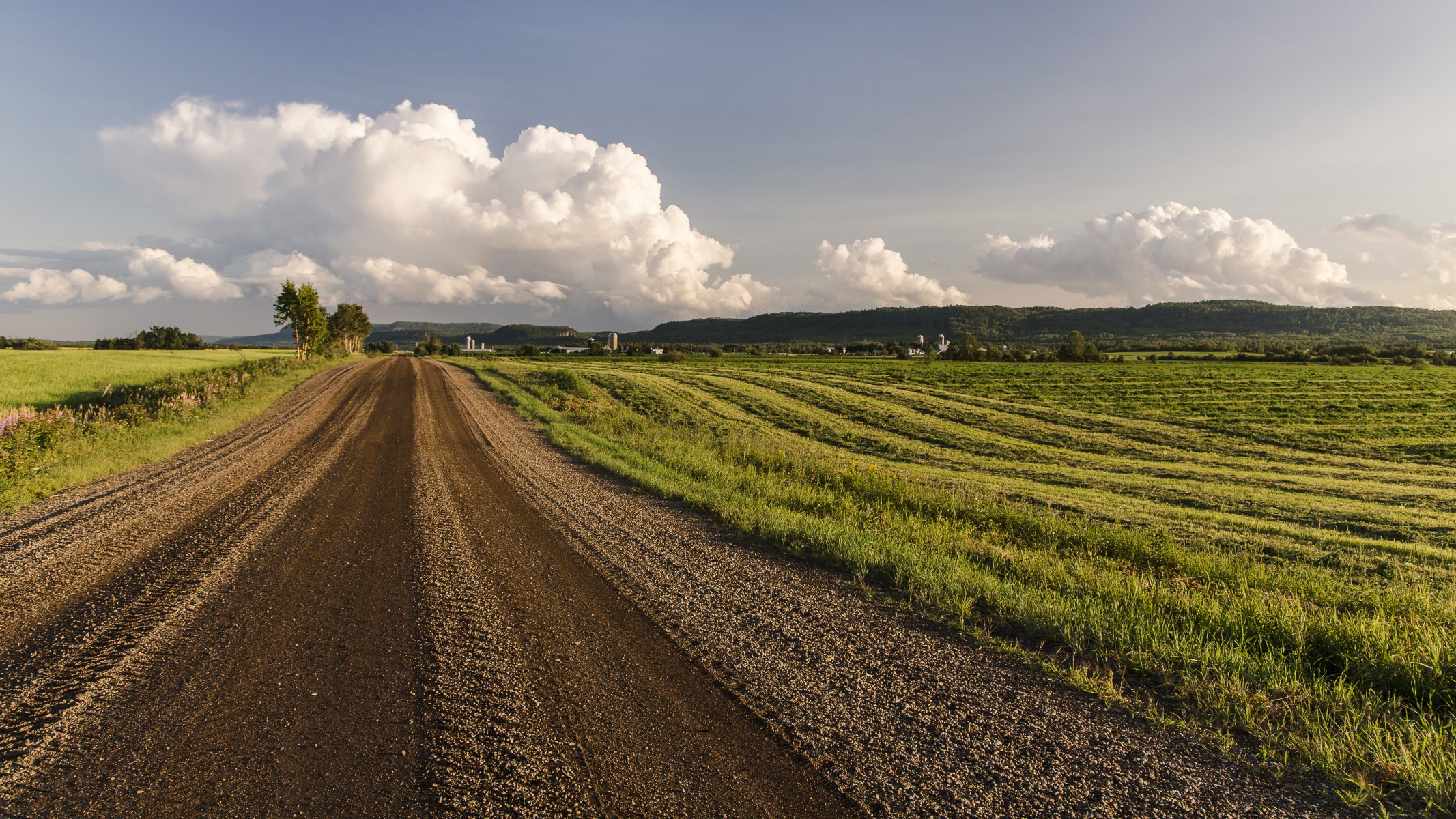 strada campo nuvole