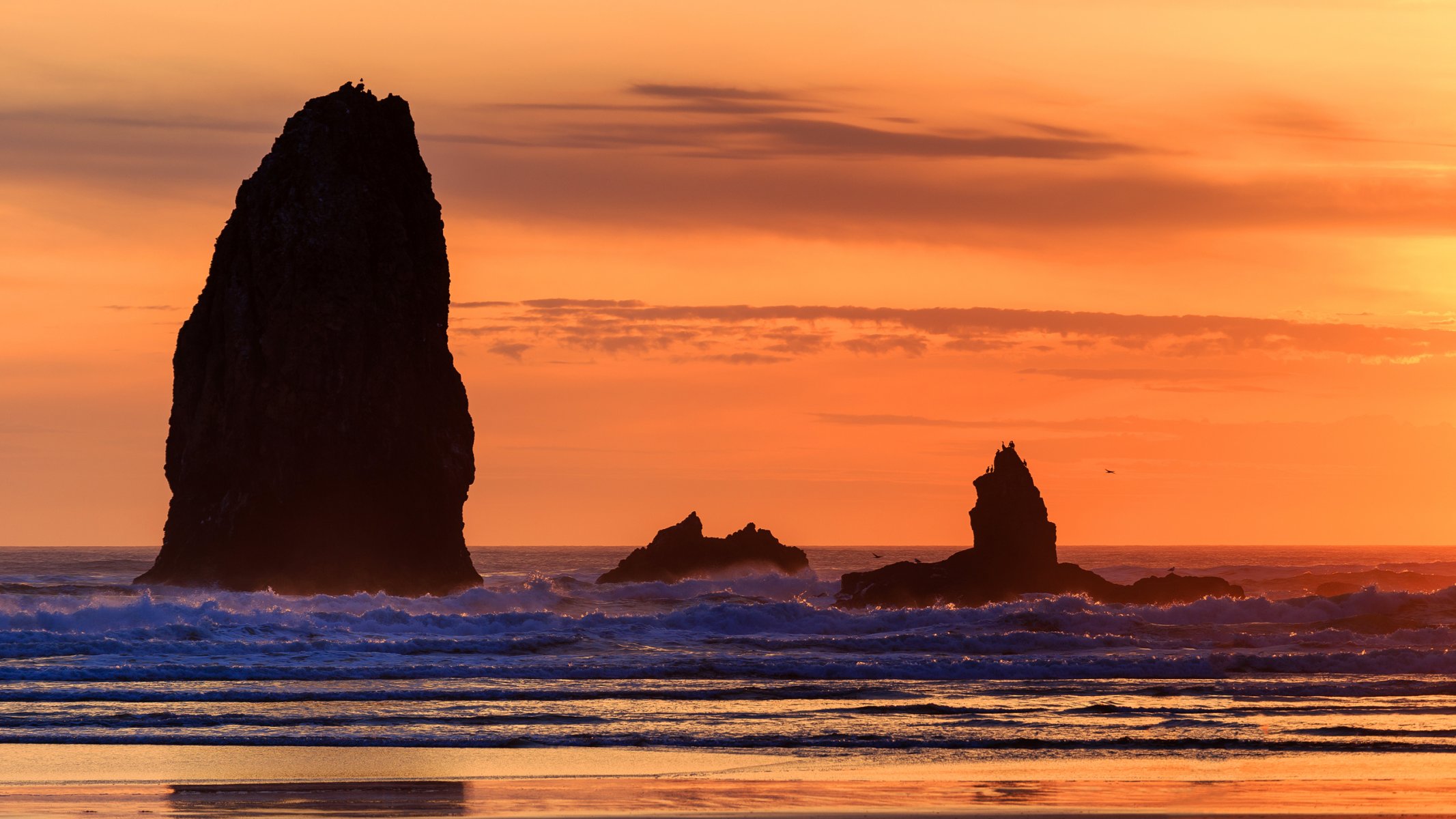 ciel coucher de soleil mer vagues rochers