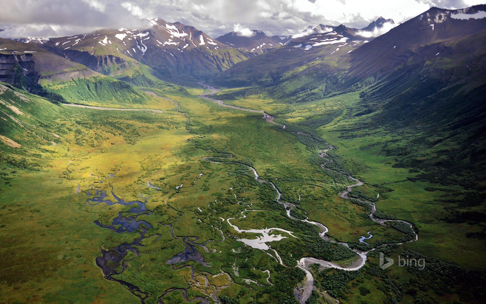 alaska usa berge schnee tal fluss