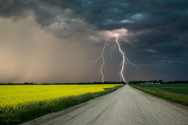 Picture lightning with thunderstorm and rain