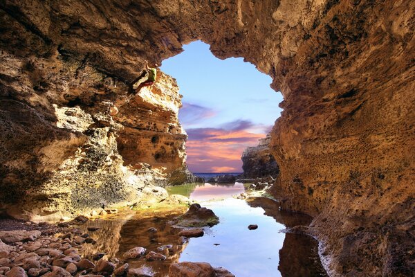 Low tide on the sea late in the evening