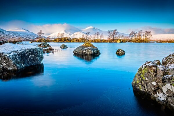 Il lago ghiacciato sembra affascinante