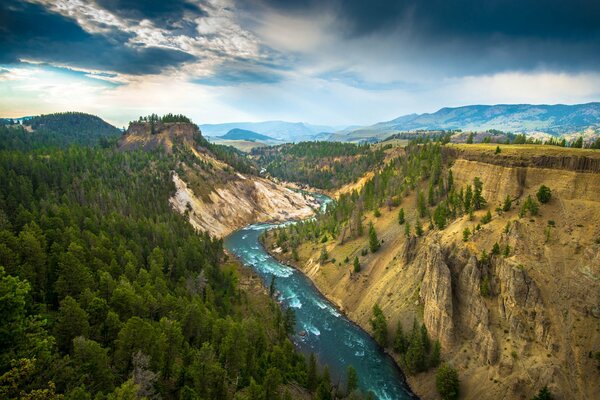 Parque nacional de Yellowstone - vista desde arriba