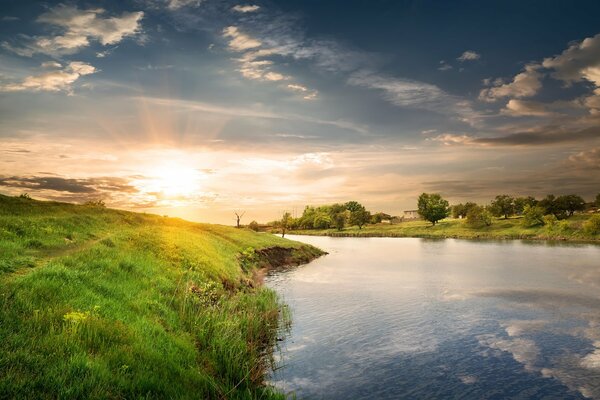 Sommer Sonnenuntergang am See