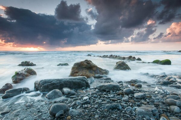 Landscape. the mediterranean sea and the coast with clouds