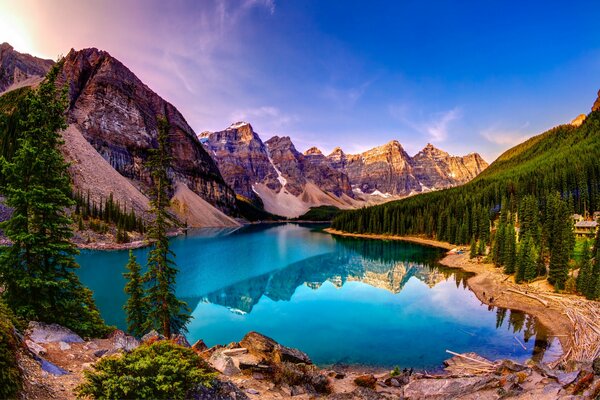 Crystal clear lake in the forest