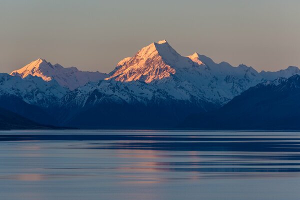 Aoraki-Berg in Neuseeland, Blick vom Meer