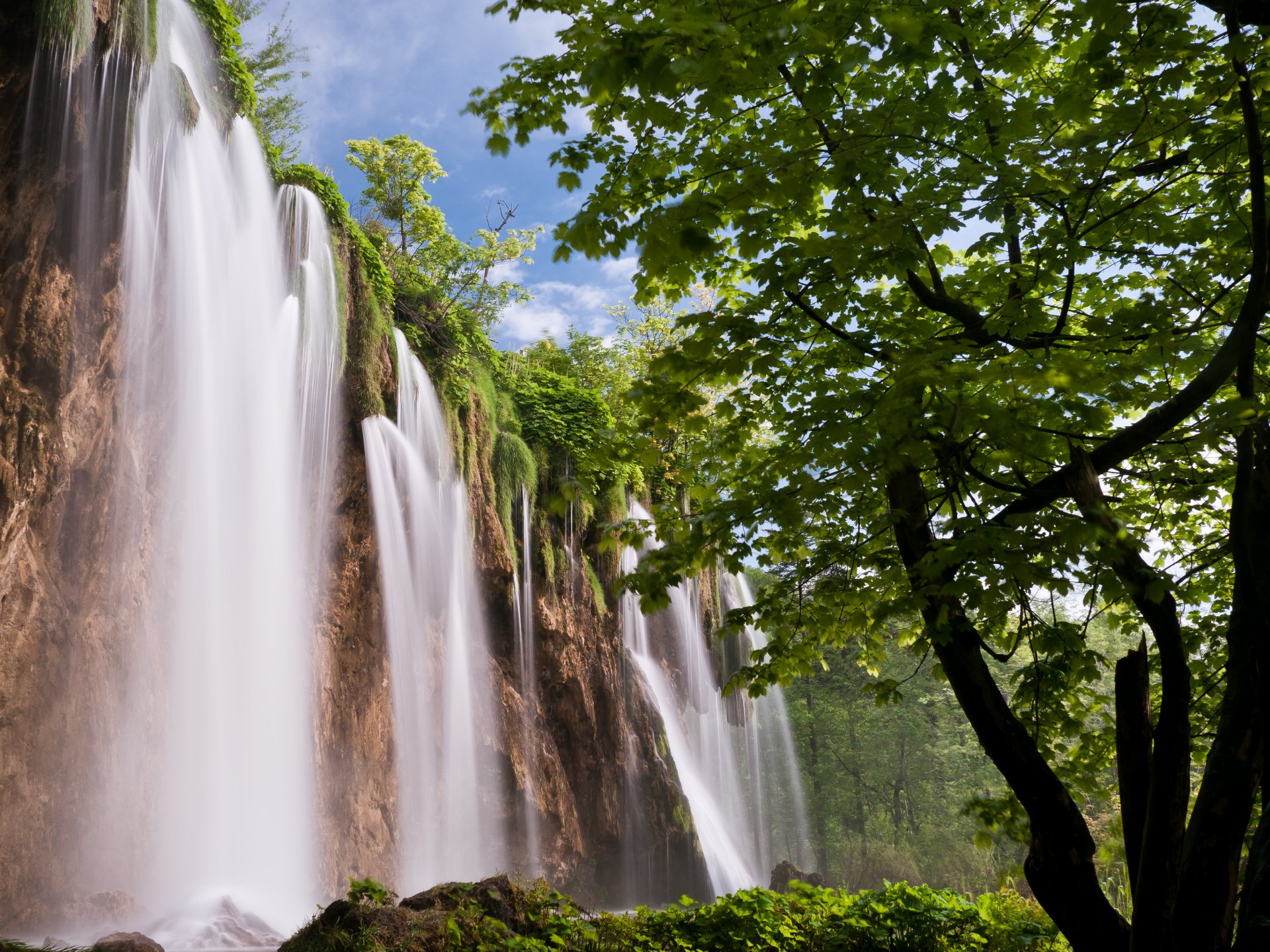 nature waterfall stage forest