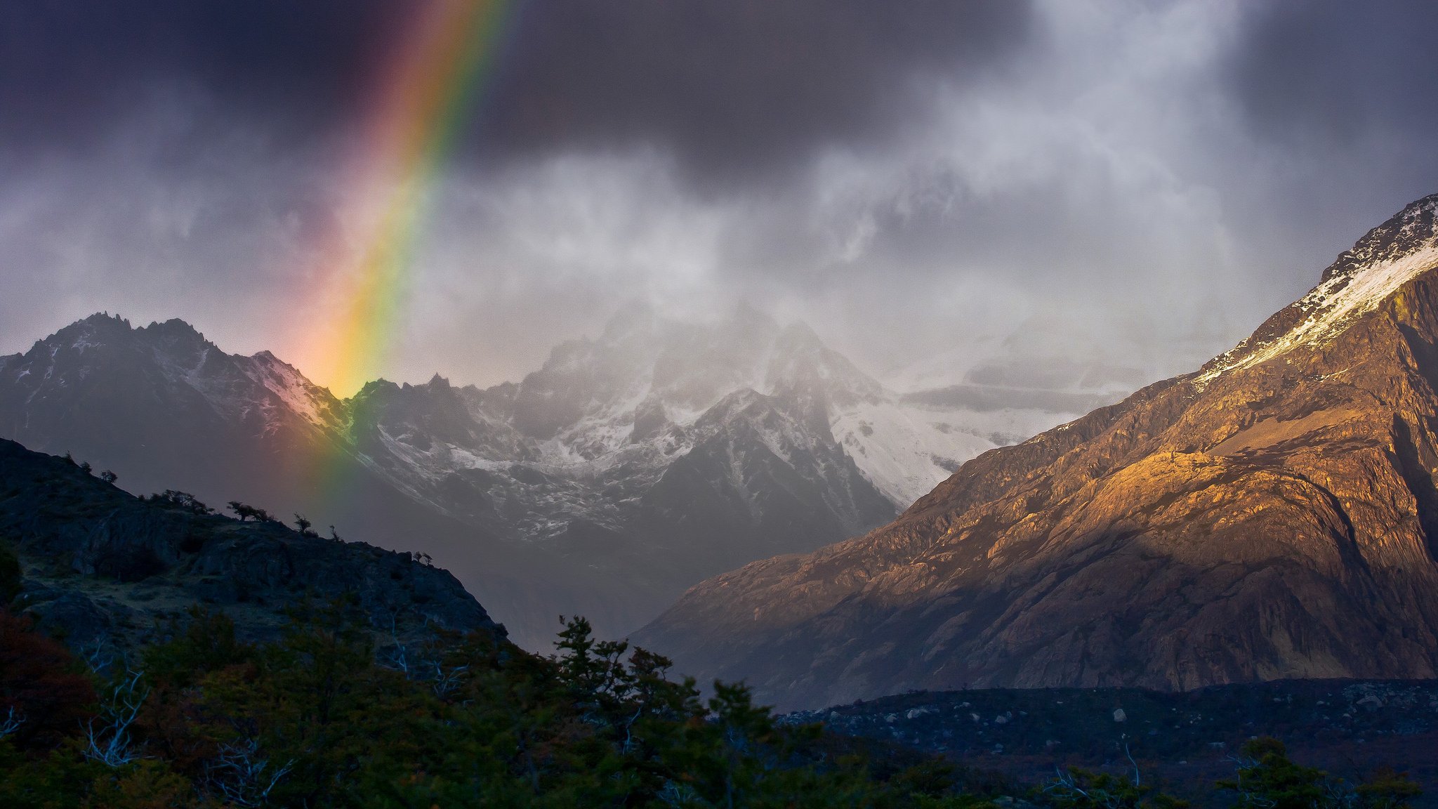 natur berge wolken regenbogen